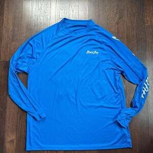 Bimini Bay Outfitters Men's Blue Hook 'M Shark Graphic Long Sleeve Performance U